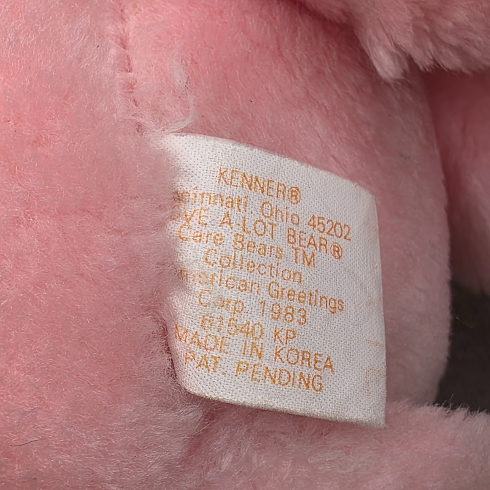 Care Bear Love-A-Lot Bear Vintage 1983 Kenner 13" Pink Plush Heart Belly Patch - Picture 7 of 9